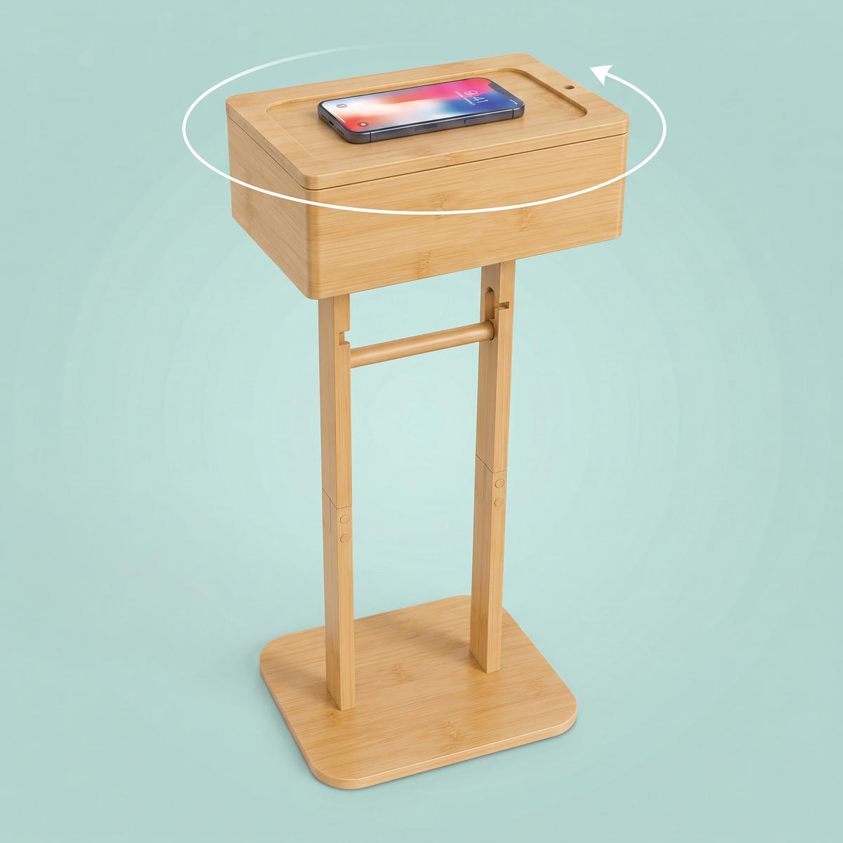 STOJAN Přírodní bambus na toaletní papír s úložným boxem - světle hnědá, dřevo (25/64.5/20cm) - Relaxdays