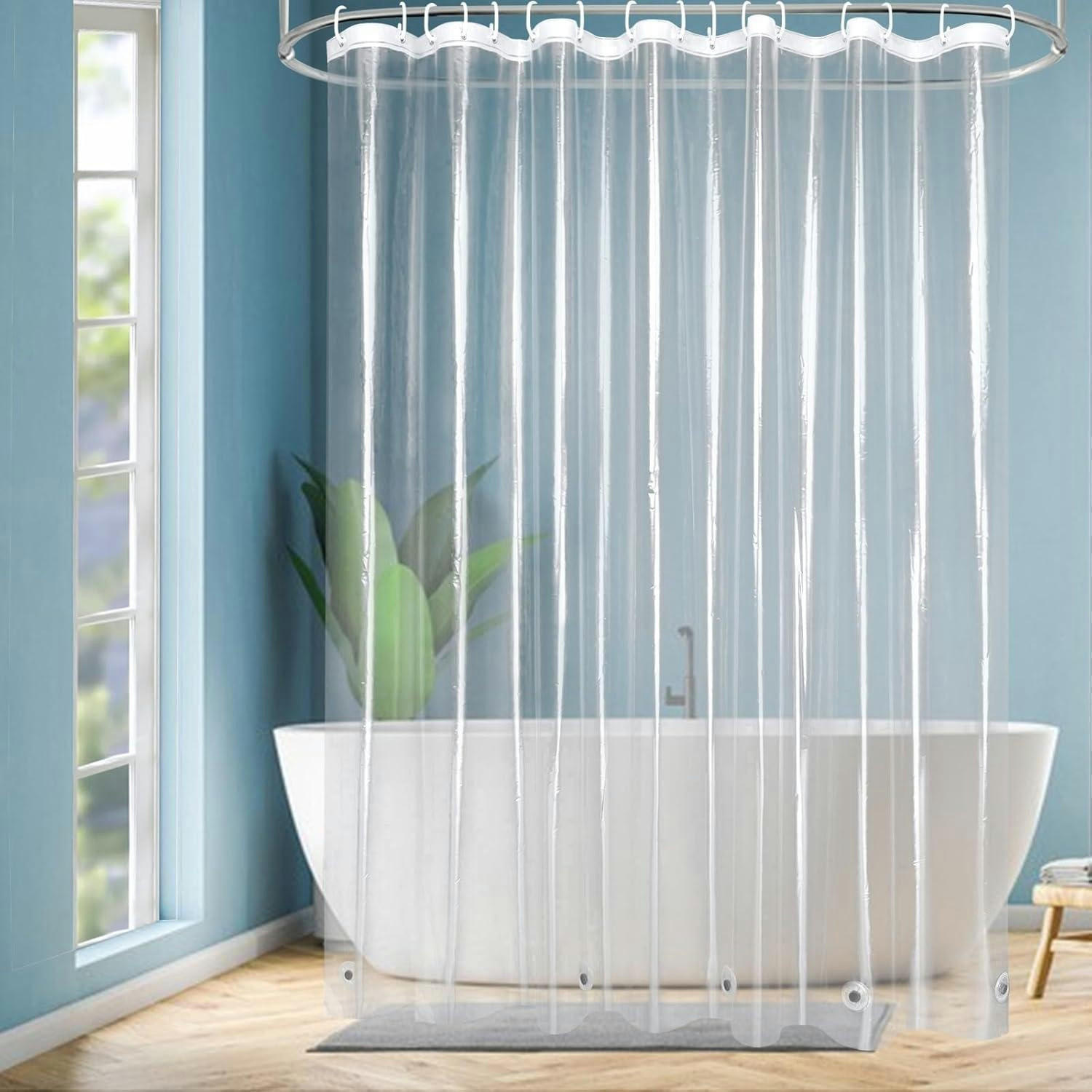 DUSCHVORHANG Transparent 240 x 200 cm mit Magneten - Transparent, Kunststoff (240/200cm)