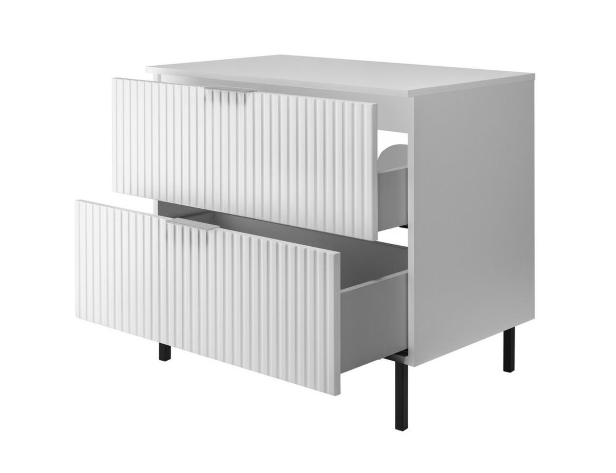 WASCHBECKUNTERSCHRANK, Schwarz, 80 x 77 x 46 cm, schwarzer Griff, schwarze Beine + Arbeitsplatte - Silberfarben/Weiß, Holzwerkstoff (80/77/46cm) - 3XE LIVING