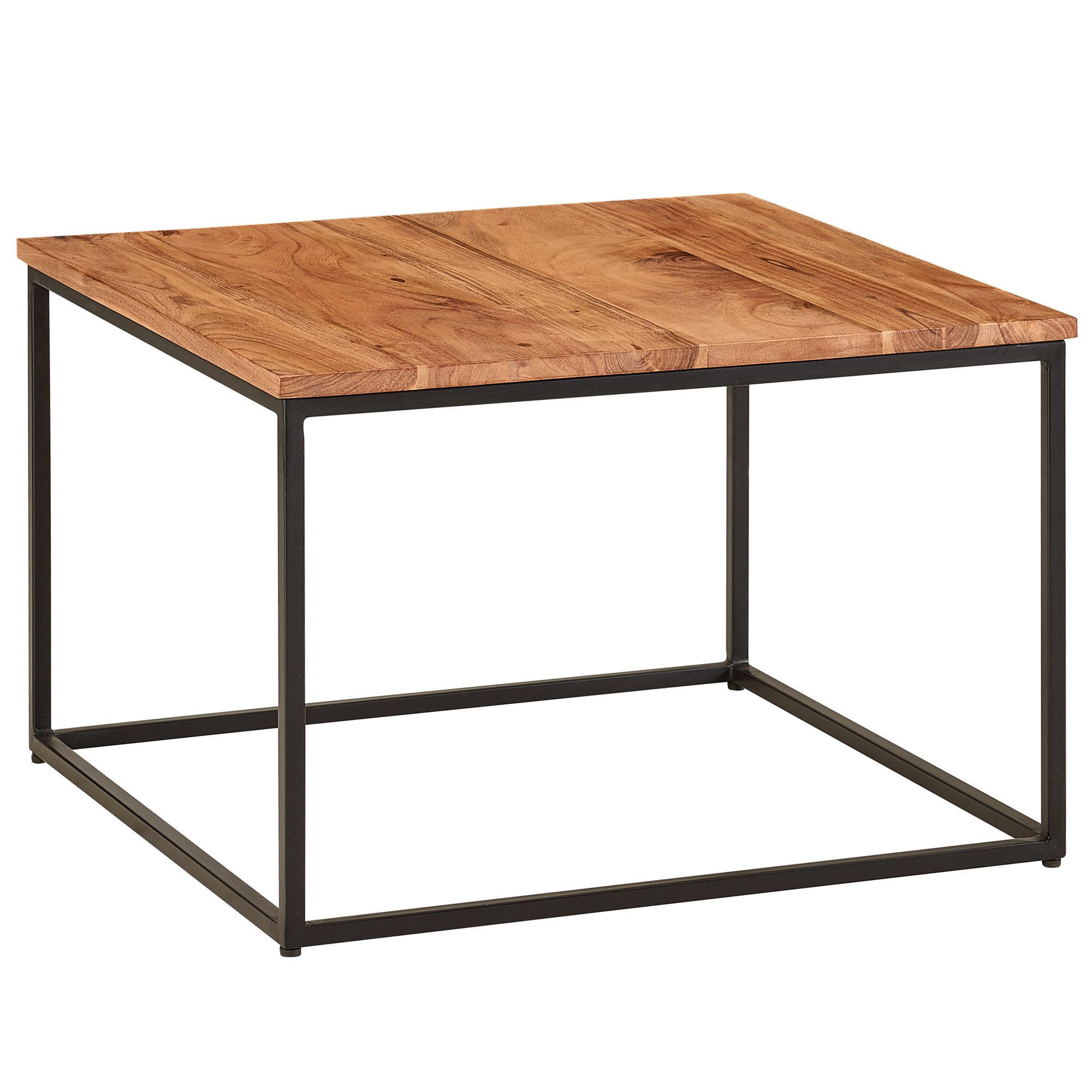 COUCHTISCH Industrial, Akazienholz mit Eisengestell, handgefertigt, robust und stabil - Beige/Schwarz, Holz/Metall (60/60/41cm) - KADIMA DESIGN