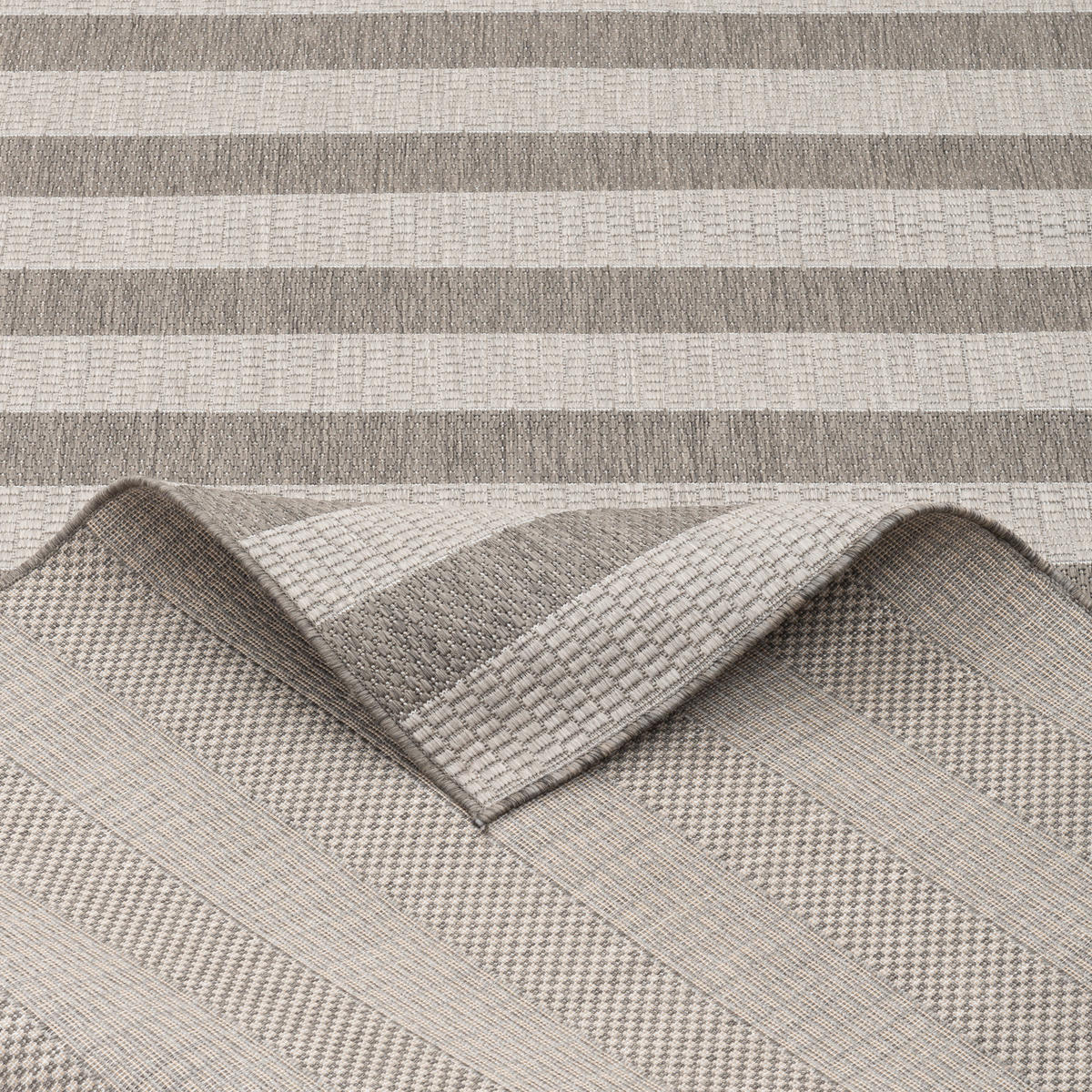 IN & OUTDOOR TEPPICH FLACHGEWEBE VALENCIA STREIFEN - Grau, Textil (120/170cm) - Pergamon