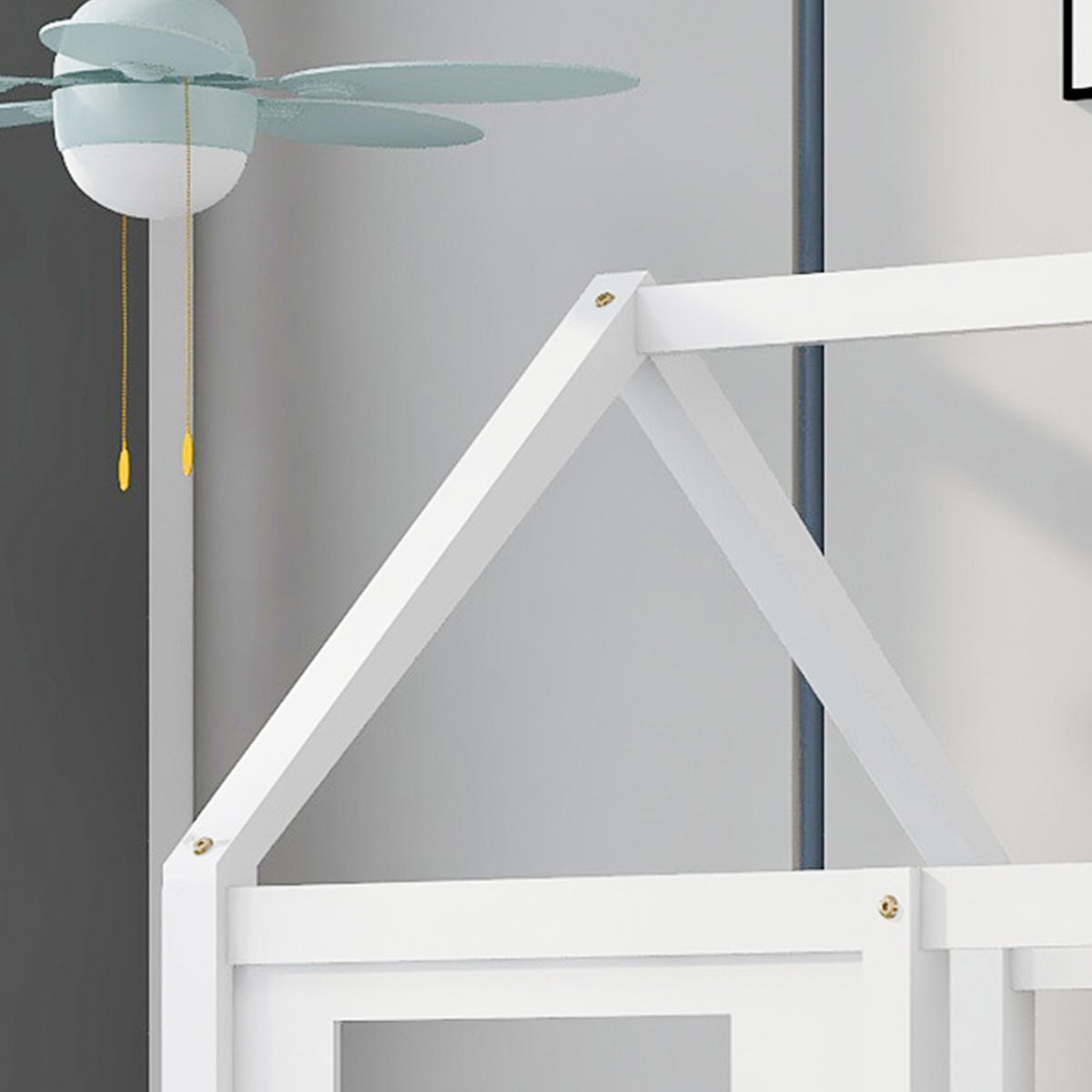 HAUSBETT 90/200 cm Weiß mit Fenstern und 2 Schubladen aus Kiefer und MDF - Weiß, Holz (90/200cm) - OKWISH