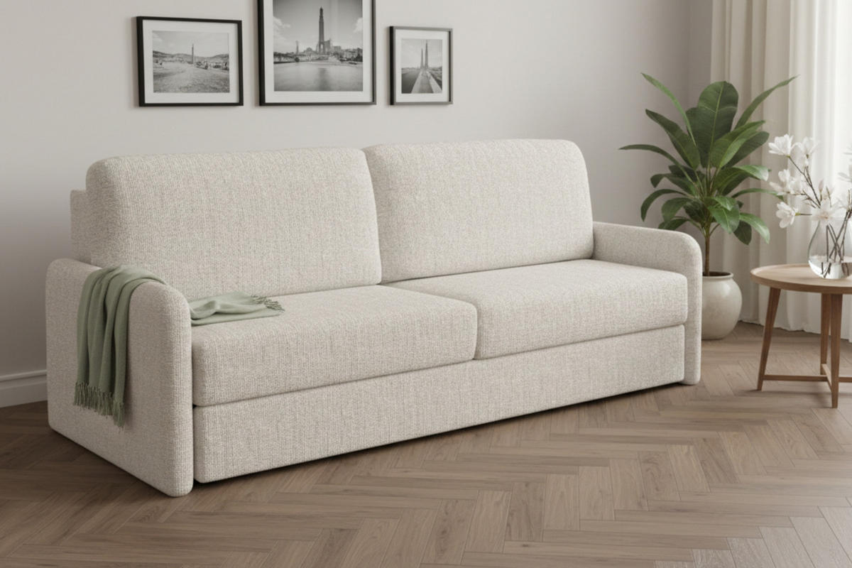 2-SITZER SOFA BIANCO 215 cm breit in Stoff Creme - Creme, Holzwerkstoff/Textil (215/90/92cm) - Deine Möbel 24