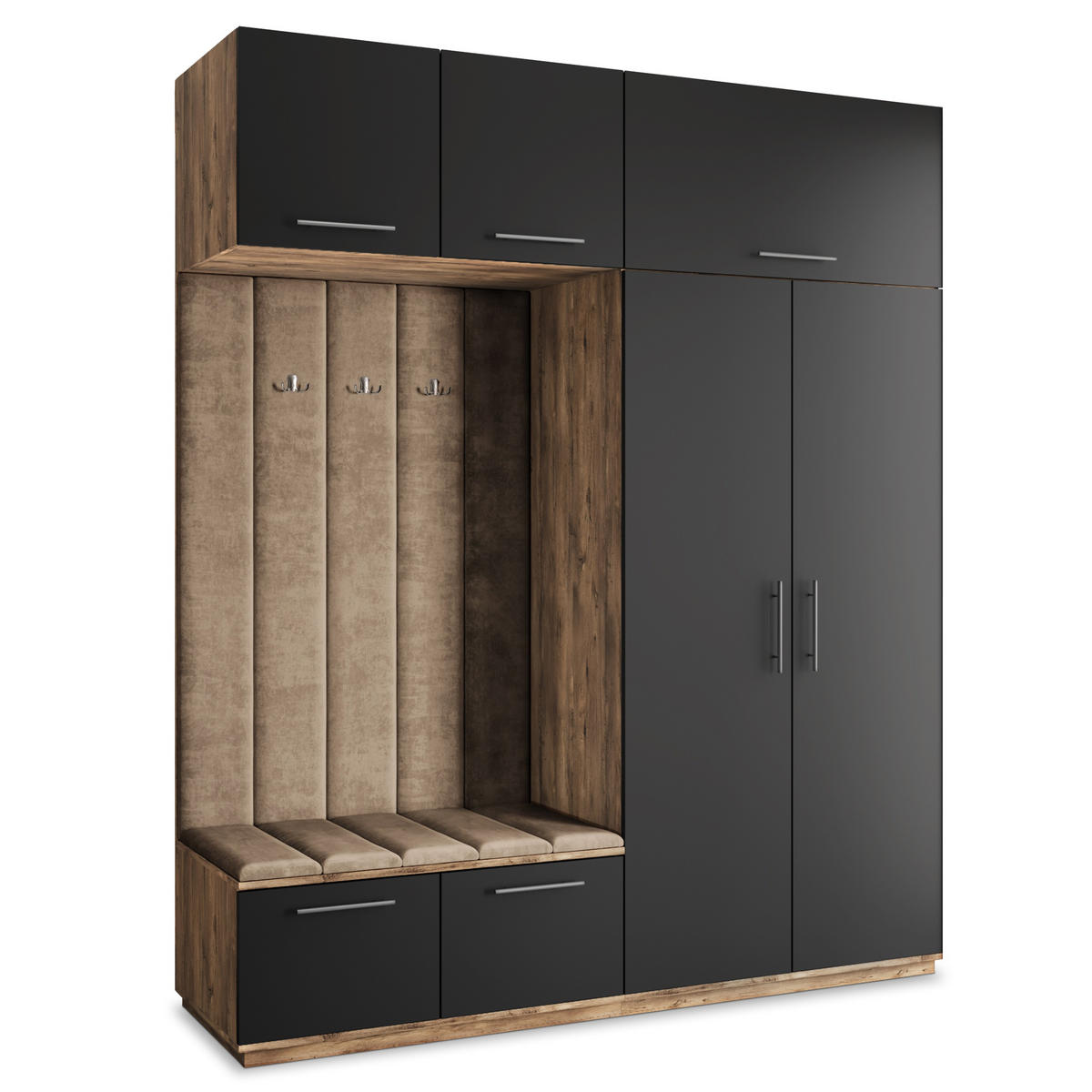 GARDEROBENSCHRANK REMA 200/240/60 cm Modern Garderobe-Set Eiche Lefkas - Eichefarben/Beige, Holzwerkstoff (200/240/60cm) - MASSENO