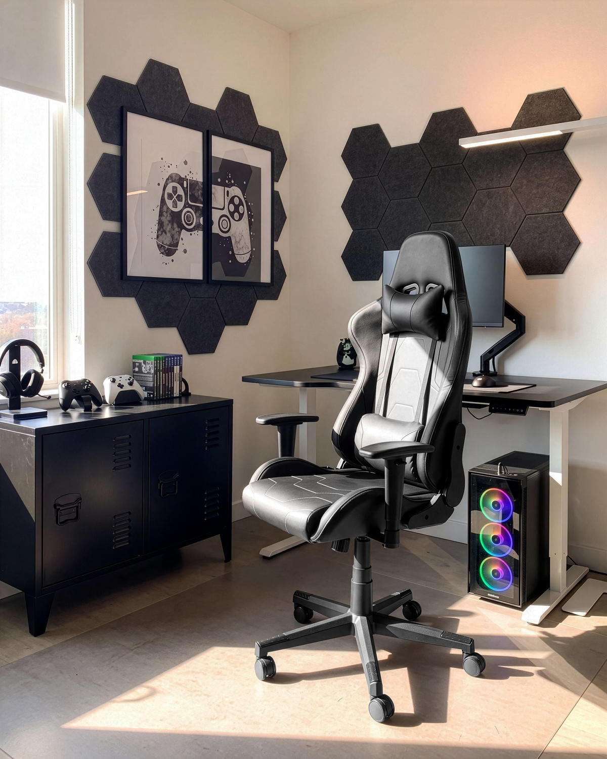 GAMING Stuhl Kunstleder Schwarz Voltixa - Schwarz, Kunststoff/Textil (70/129/70cm) - Beliani