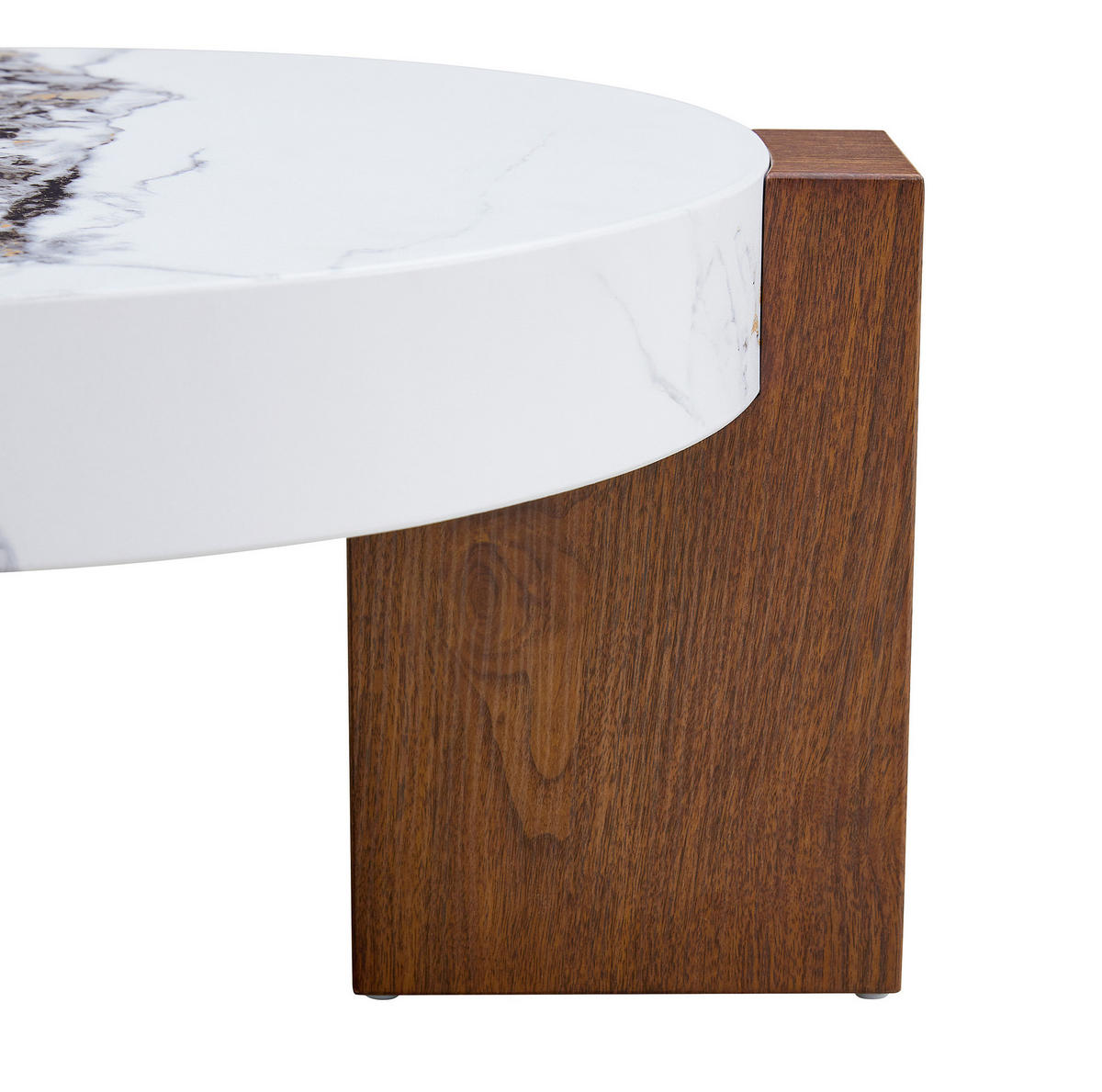 COUCHTISCH 2er-Set rund Glas MDF in Nussbaumoptik Weiß - Weiß, Glas (61/61/30cm) - Meubliv