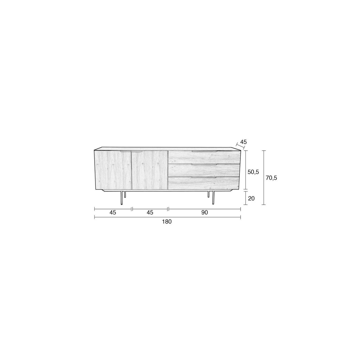 SIDEBOARD Travis Walnussfarbe - Braun, Holzwerkstoff (180/70.5/45cm) - Zuiver