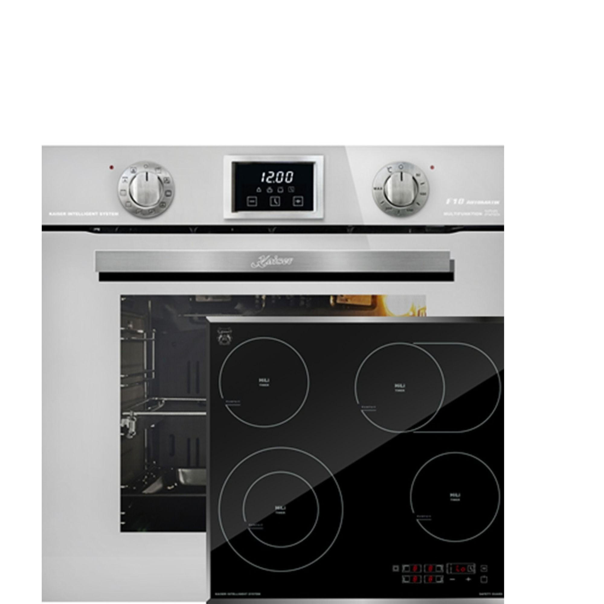 ELEKTRO-BACKOFEN 60 cm EH 6326 W+ KCT 6115 F Glaskeramik Kochfeld 60cm - Weiß, Metall (59.4/59.4/54.3cm) - Kaiser Küchengeräte