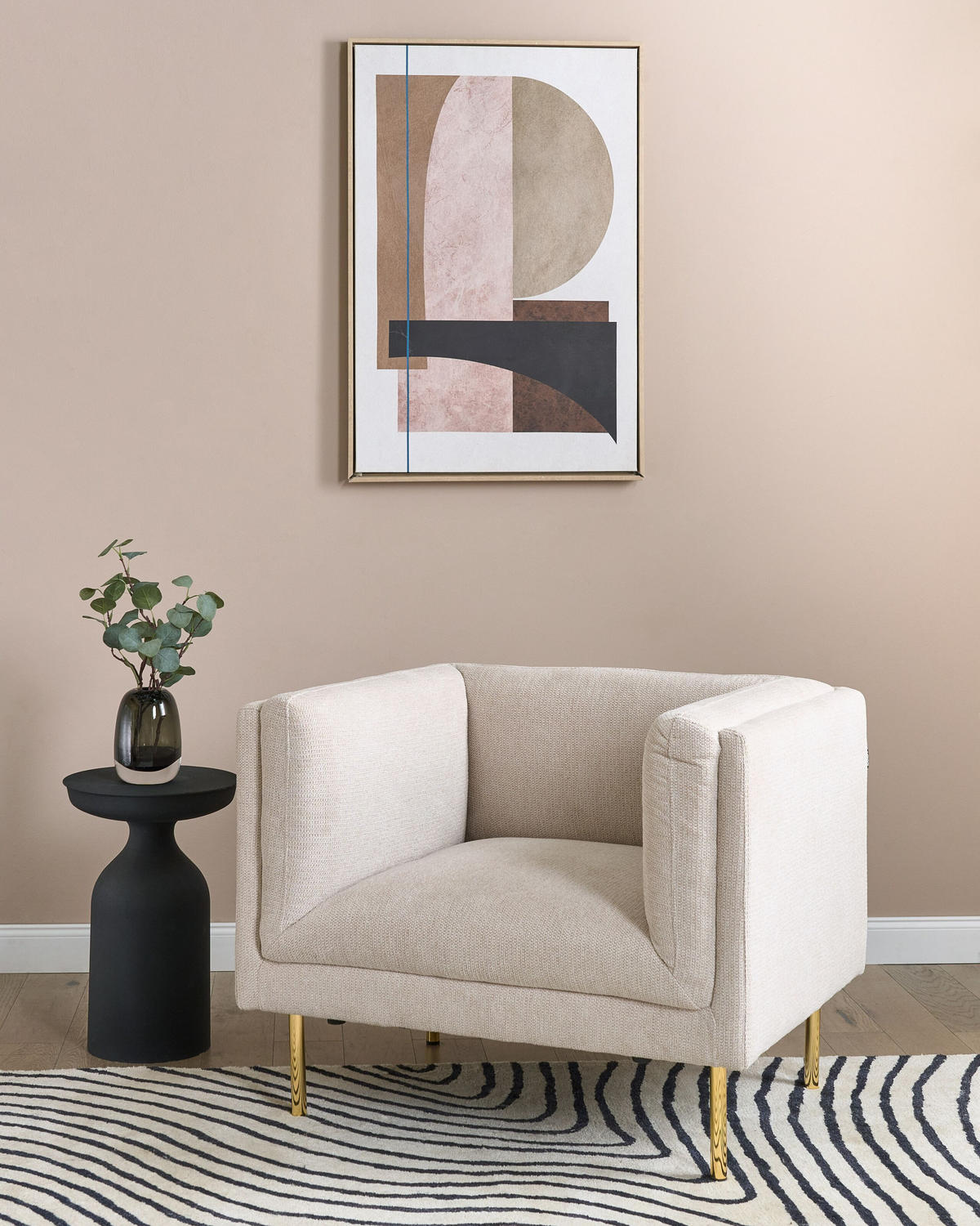 SESSEL Beige Moen - Beige/Goldfarben, Textil (87/72/75cm) - Beliani