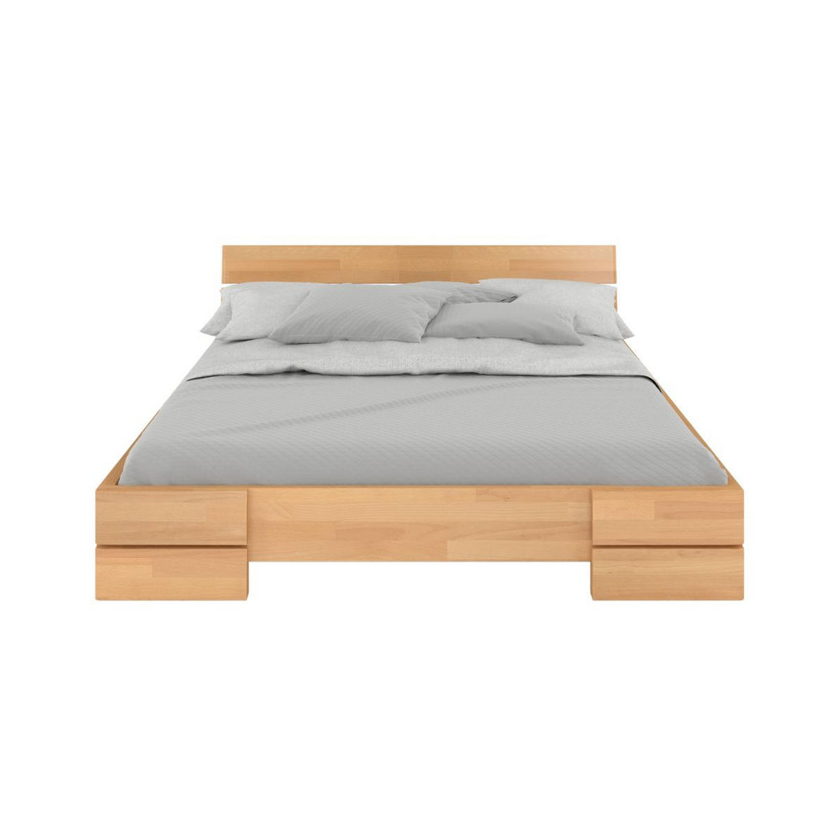 MASSIVHOLZBETT Sandema Low, Buche - lackiert, Naturfarben, 160x200 - Buchefarben, Holz/Buchenholz (160/200cm) - Visby