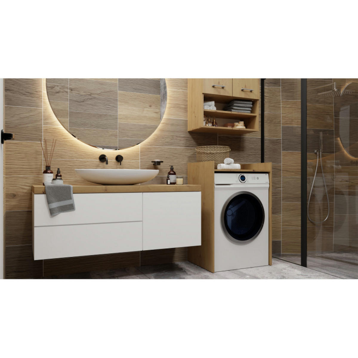 BADEZIMMERSCHRANK POLA NP für Waschmaschine - Eiche Artisan, Holzwerkstoff (64/97.5/50cm) - CDF