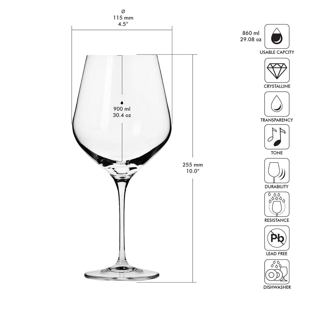 ROTWEINGLÄSER 6er-Set 900 ML - Transparent, Glas (0.86L) - Krosno Glass