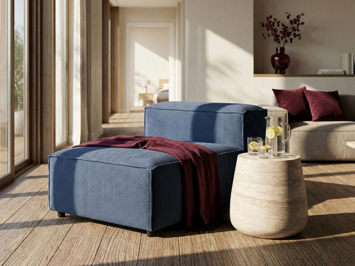 SESSELMODUL Cord Dunkelblau Ardal - Dunkelblau, Textil (88/68/120cm) - Beliani