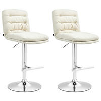 BARHOCKER 2er Set Diamant Stoff chrom creme - Chromfarben/Naturfarben, Textil/Metall (42/116/56cm) - TPFLiving
