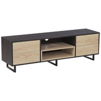 TV-MÖBEL Hellbraun, Dunkelbraun, Schwarz FRANKLIN 35/140/44 - Hellbraun, Holzwerkstoff (140/44/35cm) - Beliani