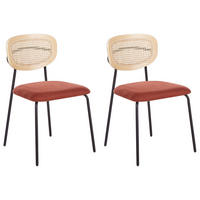 ESSZIMMERSTUHL 2er-Set Orange Mayetta - Schwarz/Naturfarben, Textil (50/81/51cm) - Beliani