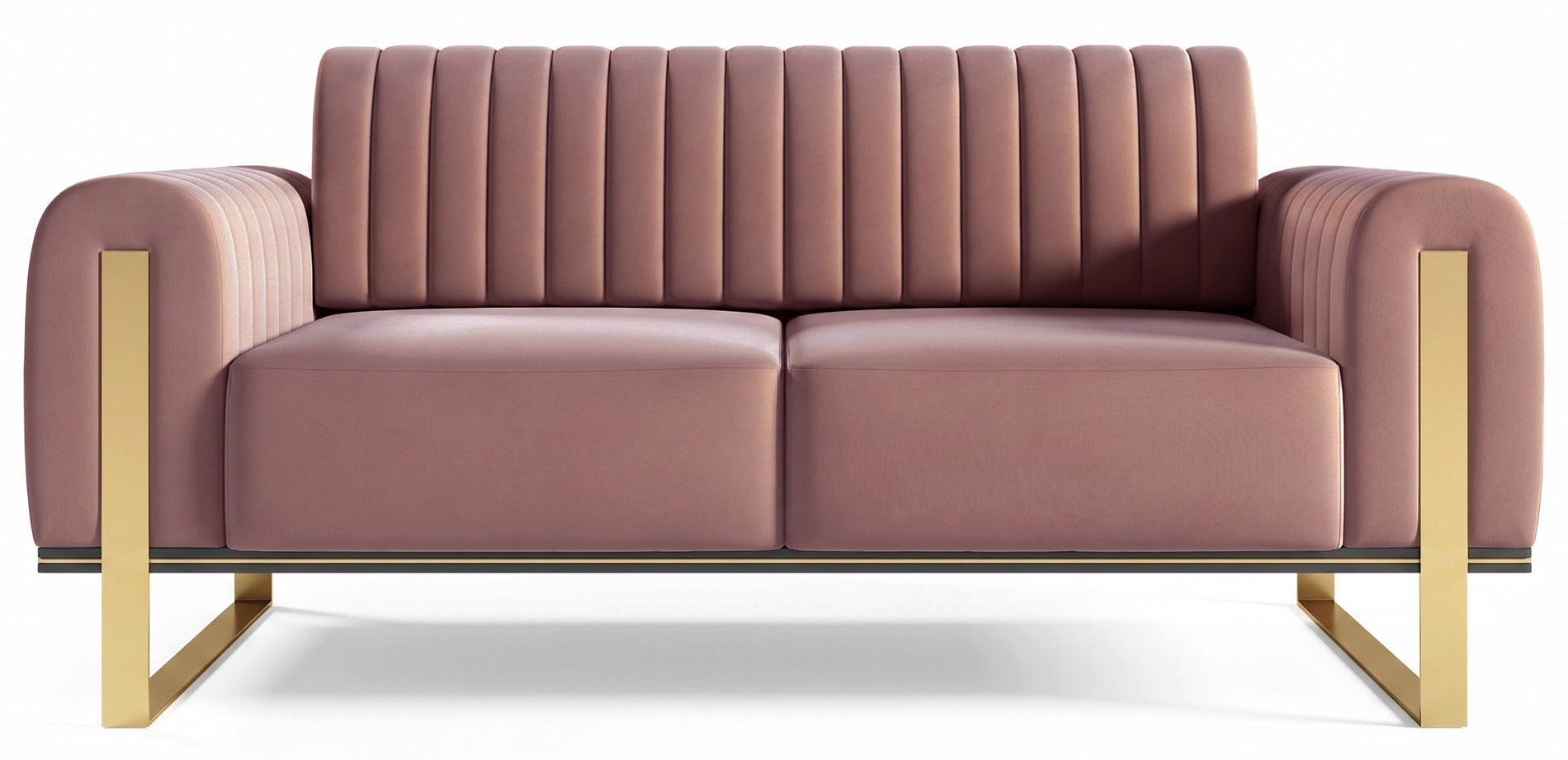 SOFA Parissa 164 cm - Pink/Goldfarben, Holz/Metall (164/79/92cm) - Selsey