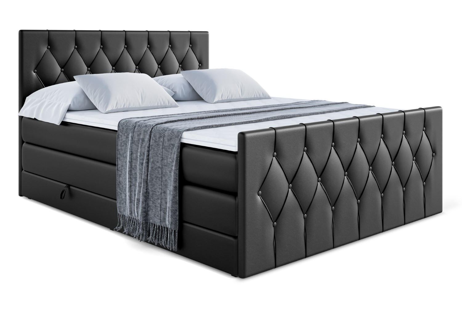 Altdecor Boxspringbett Schwarz Hochglanz 160x200 cm