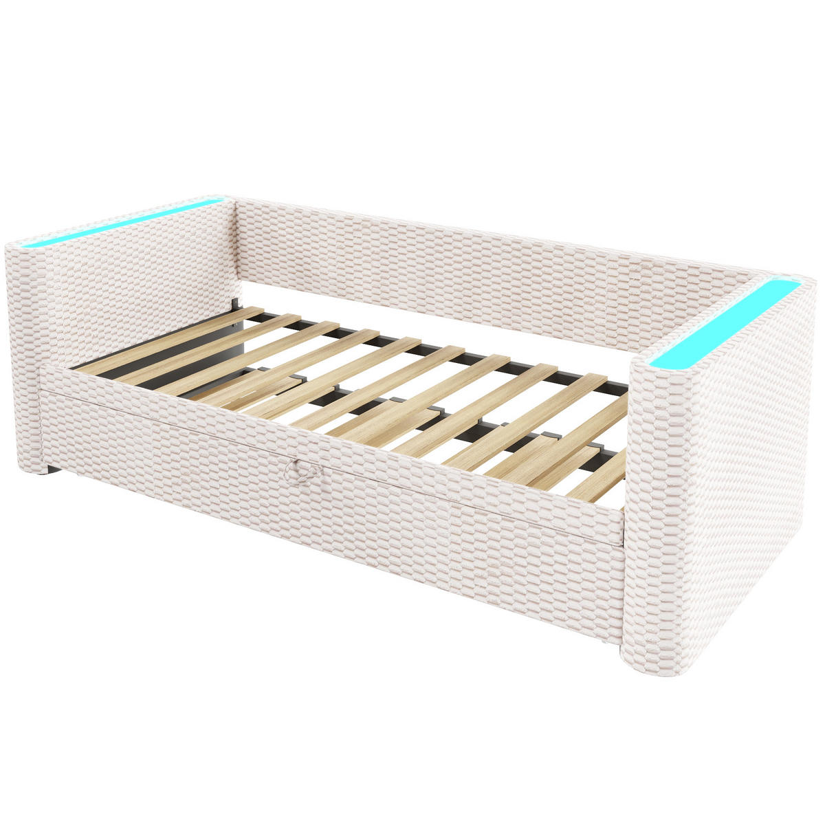 TAGESBETT 90/200 cm DE-04694, mit Ausziehbett in Beige - Beige, Holzwerkstoff/Metall (90/200cm) - ComfortXL