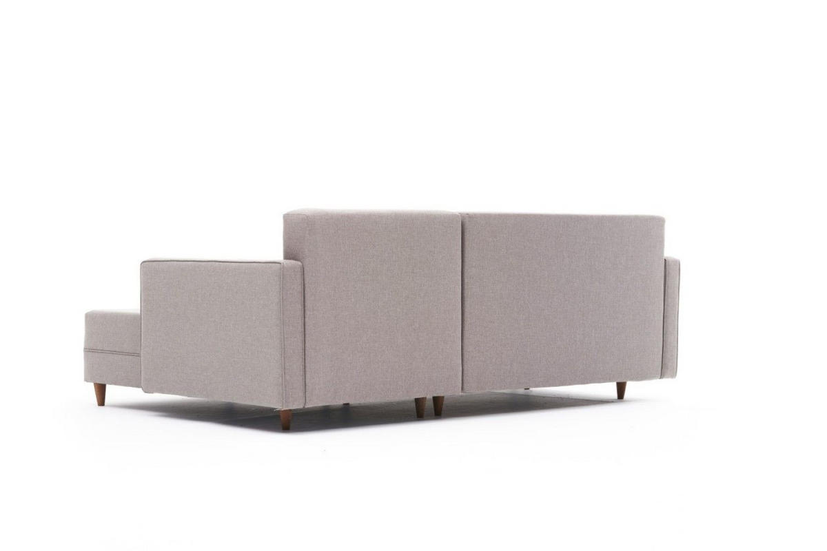ECKSOFA mit Schlaffunktion, 215 cm Gesamtbreite - Beige/Creme, Holz/Buchenholz (150/215cm) - myHomelando