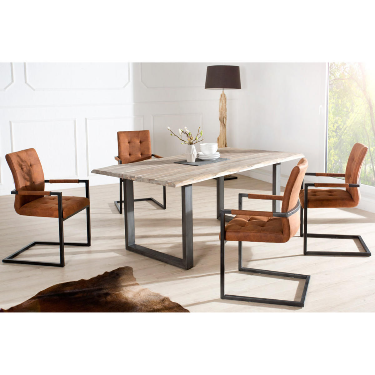 STUHL OXFORD Microfaser Braun - Braun, Textil/Metall (52/90/55cm) - riess-ambiente