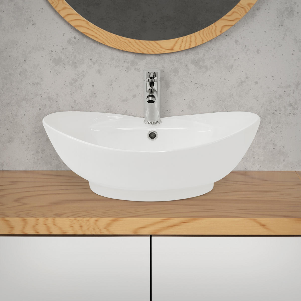 WASCHBECKEN - Weiß, Keramik (39.5/20.5/59cm) - ML-DESIGN