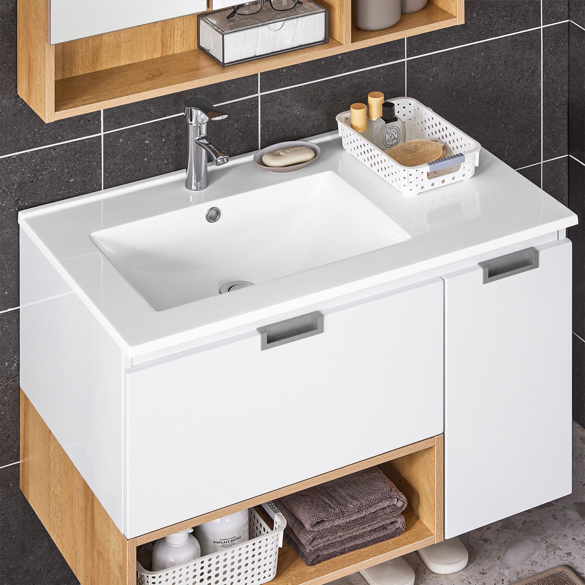 WASCHTISCHKOMBI Weiß - Weiß, Keramik/Holzwerkstoff (80/54/46cm) - SoBuy
