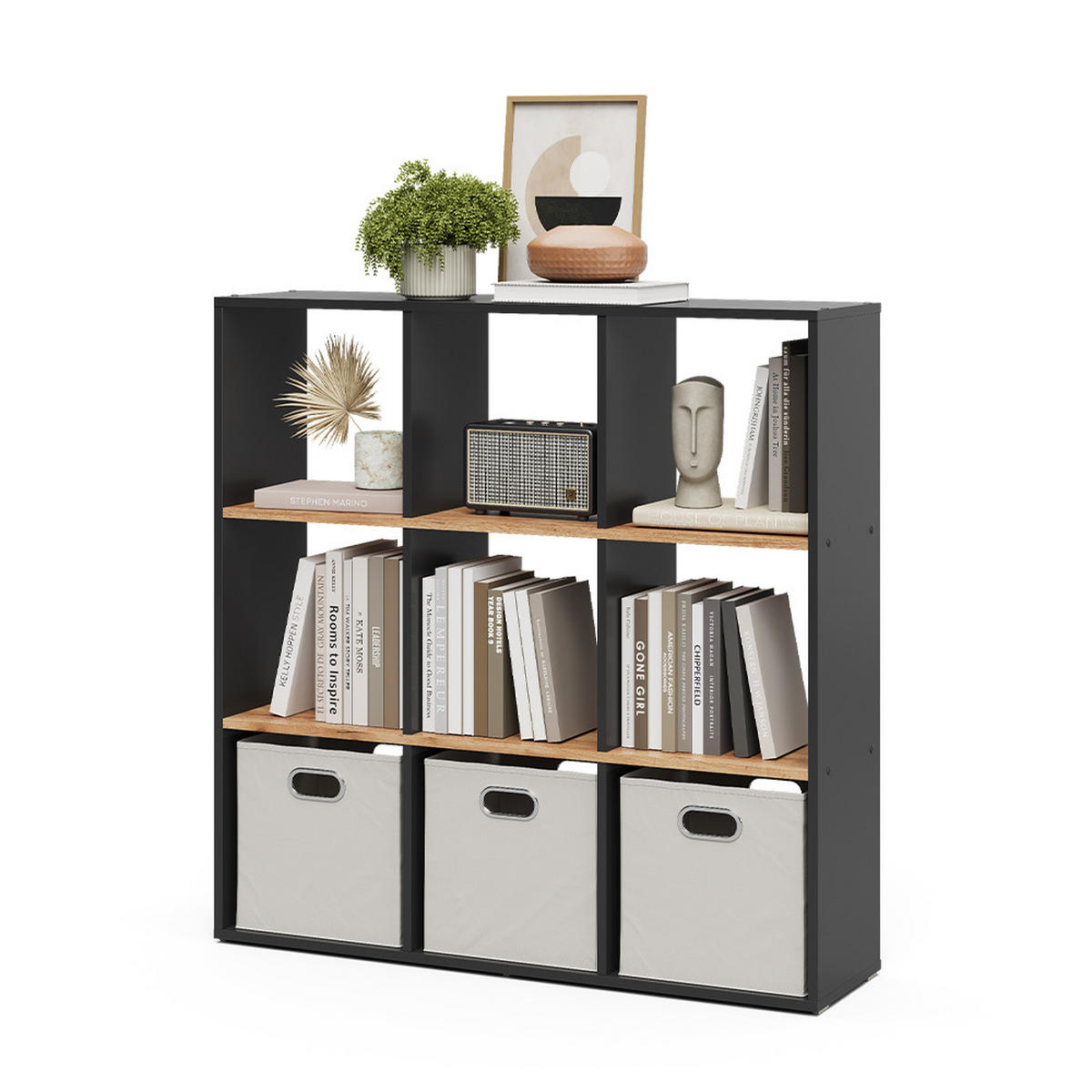 RAUMTEILER Nove Anthrazit/Goldkraft Eiche 107.2 x 107.8 cm - Honigeiche/Anthrazit, Holzwerkstoff (107.2/107.8/29cm) - Vicco