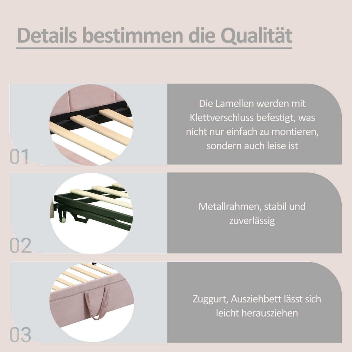 SCHLAFSOFA 90/200 cm & 180/200 cm in Rosa Samt mit Ausziehbett - Rosa, Holzwerkstoff/Textil (90/200cm) - WISHDOR