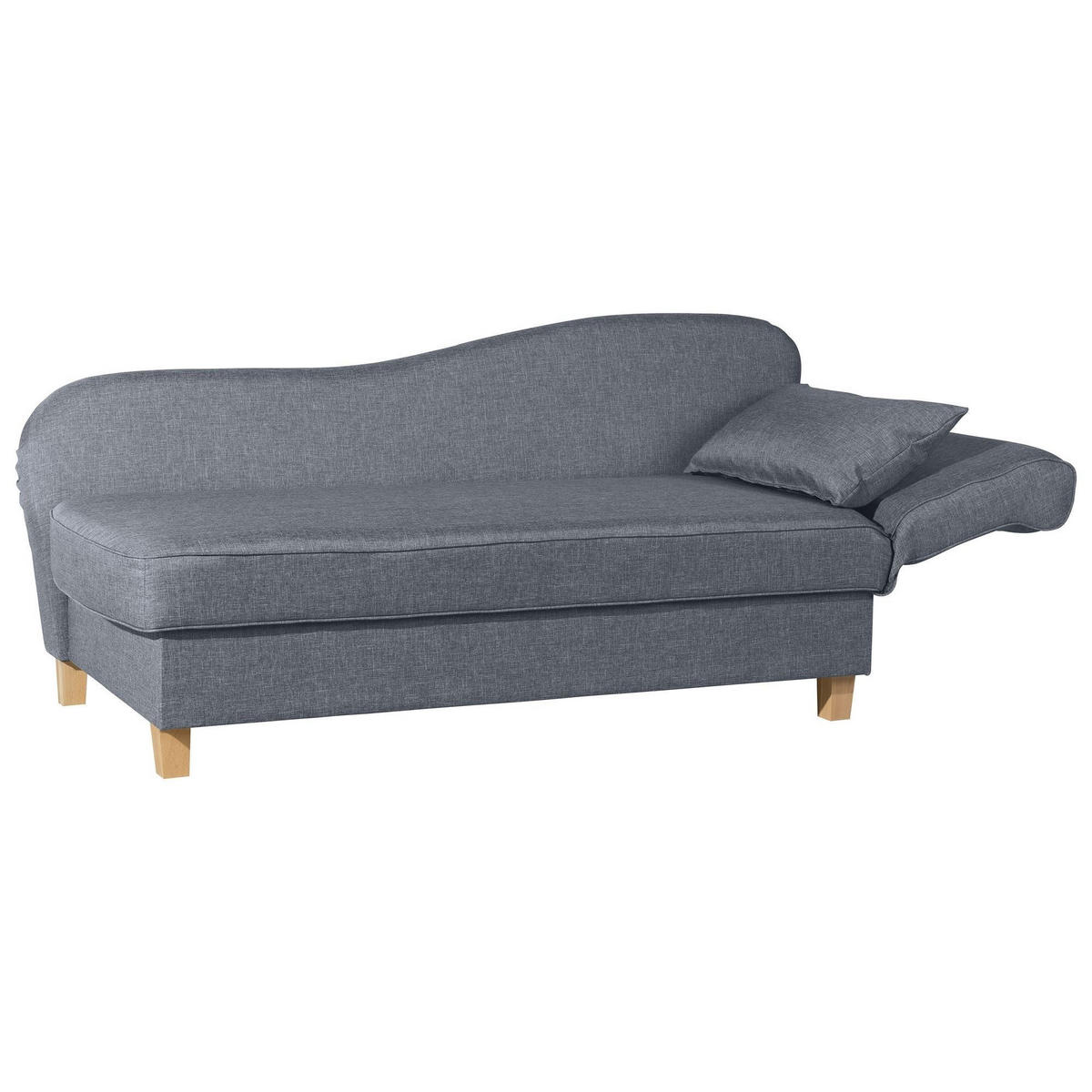 RECAMIERE mit Armteil rechts klappbar Katia Bezug Flachgewebe Buche natur / denim - Blaugrau, Kunststoff (190/82/88cm) - 58aufmkessel