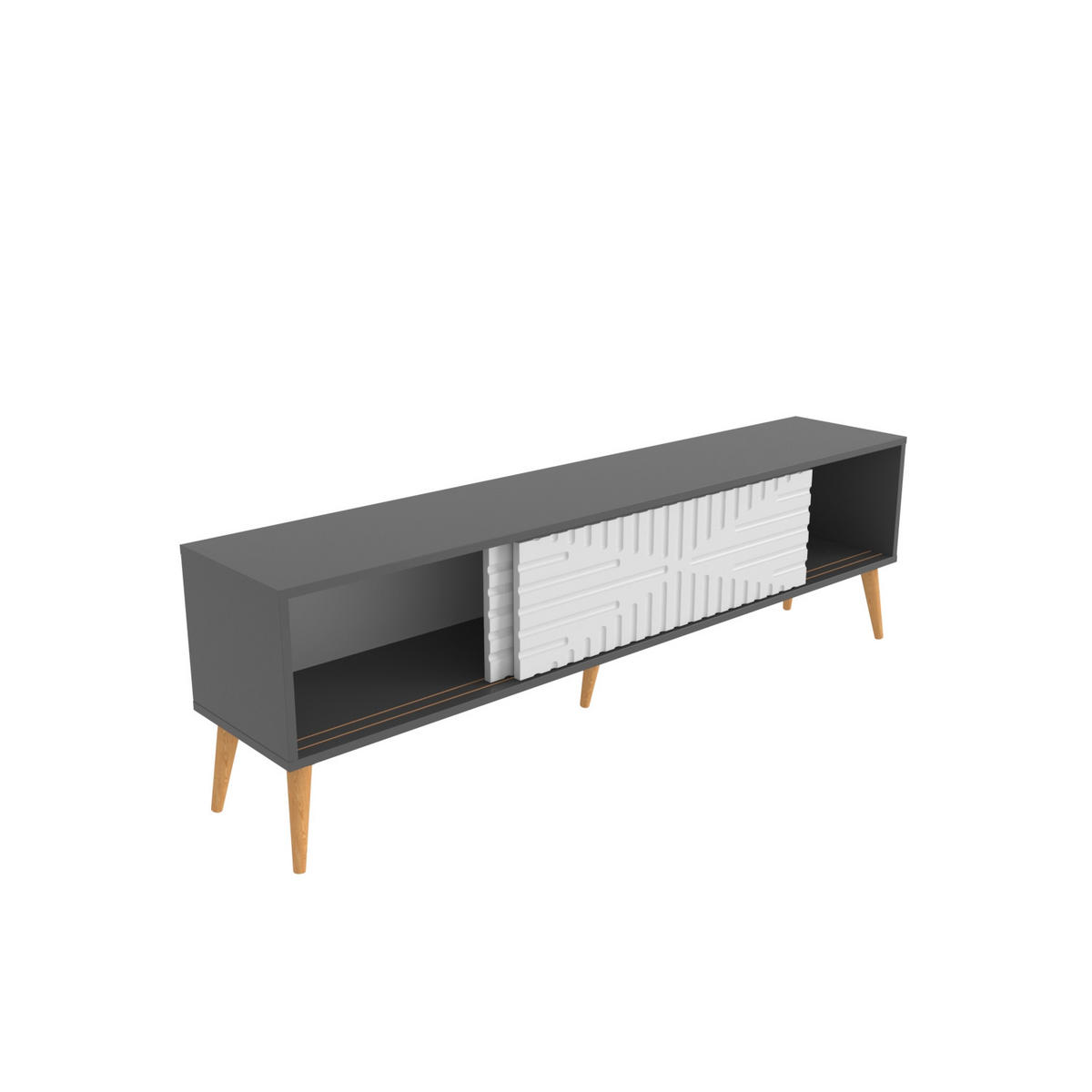 TV-LOWBOARD Riso - Weiß/Grau, Holzwerkstoff (180/54/35cm) - Decorotika