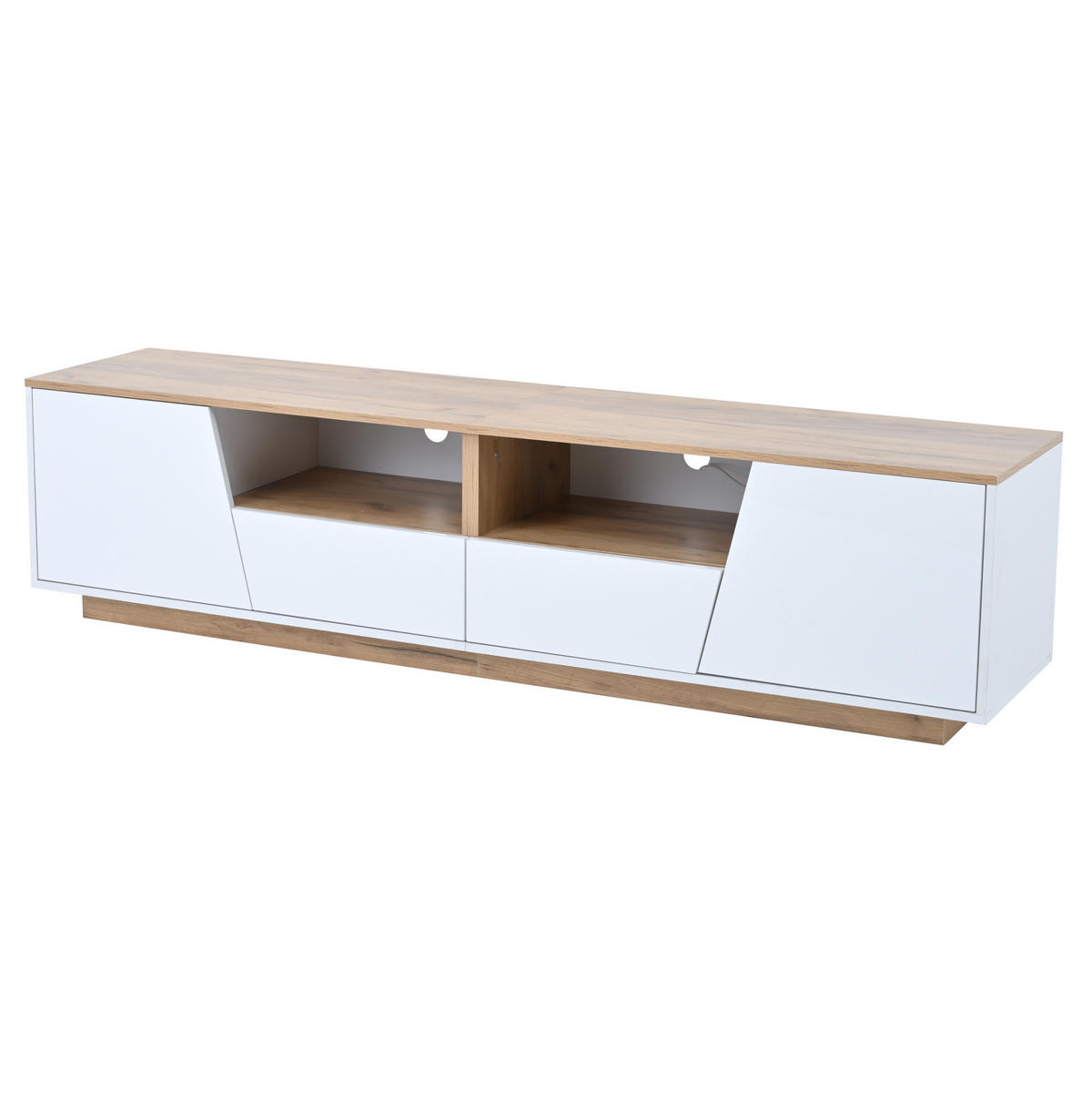 TV-SCHRANK mit LED 180 x 40 x 46 cm Hochglanz Weiß Holzoptik - Weiß, Holzwerkstoff (40/46/180cm) - Beauniv
