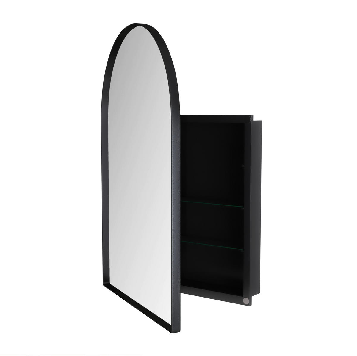 SPIEGELSCHRANK 91x61x12cm schwarz mit gehärtetem Glas Wandmontage,Feuchtigkeitsbeständig,Integrierter Stauraum - Silberfarben, Glas (61/91/12cm) - Modfu