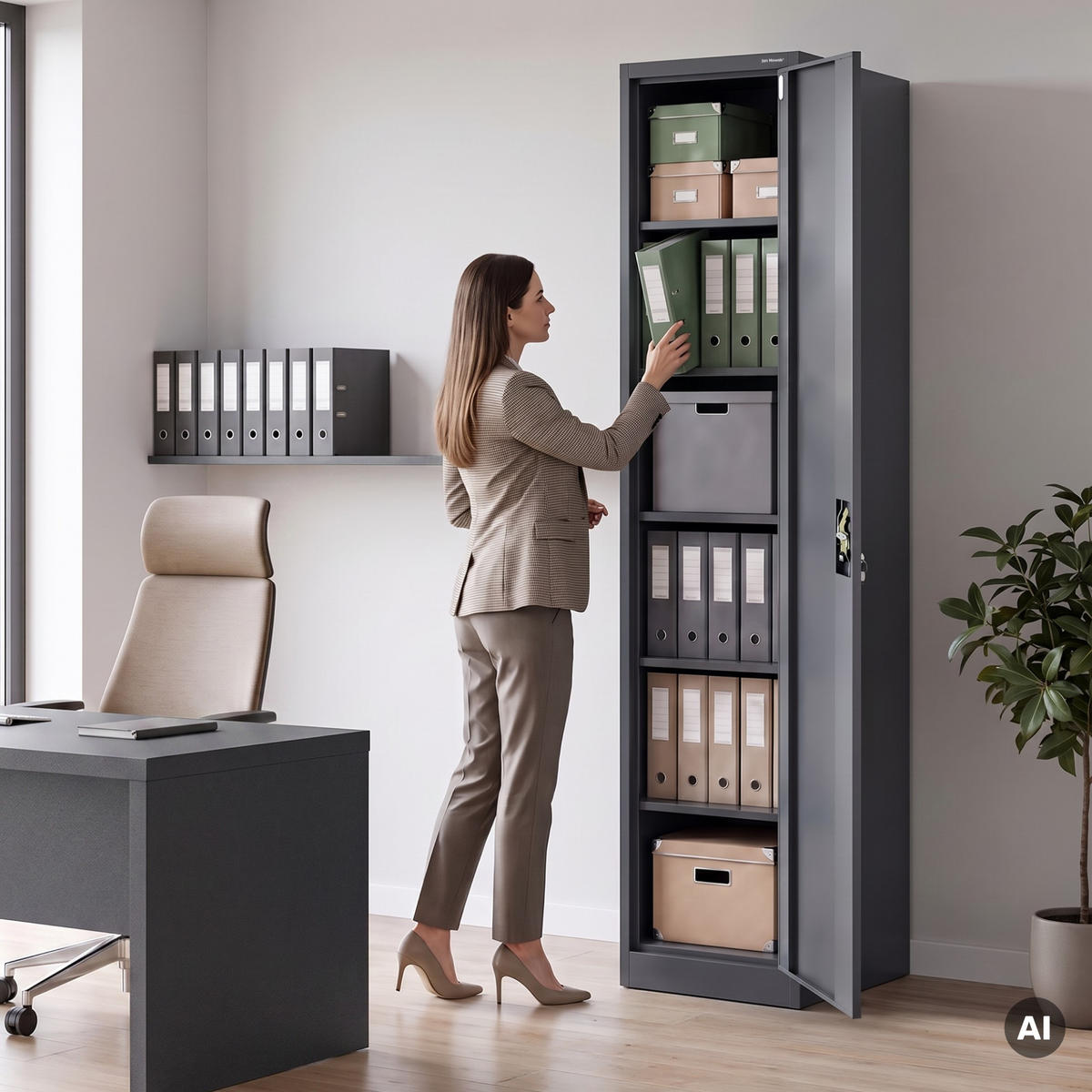 AKTENSCHRANK ALEX 220 - Anthrazit, Metall (45/220/40cm) - Jan Nowak