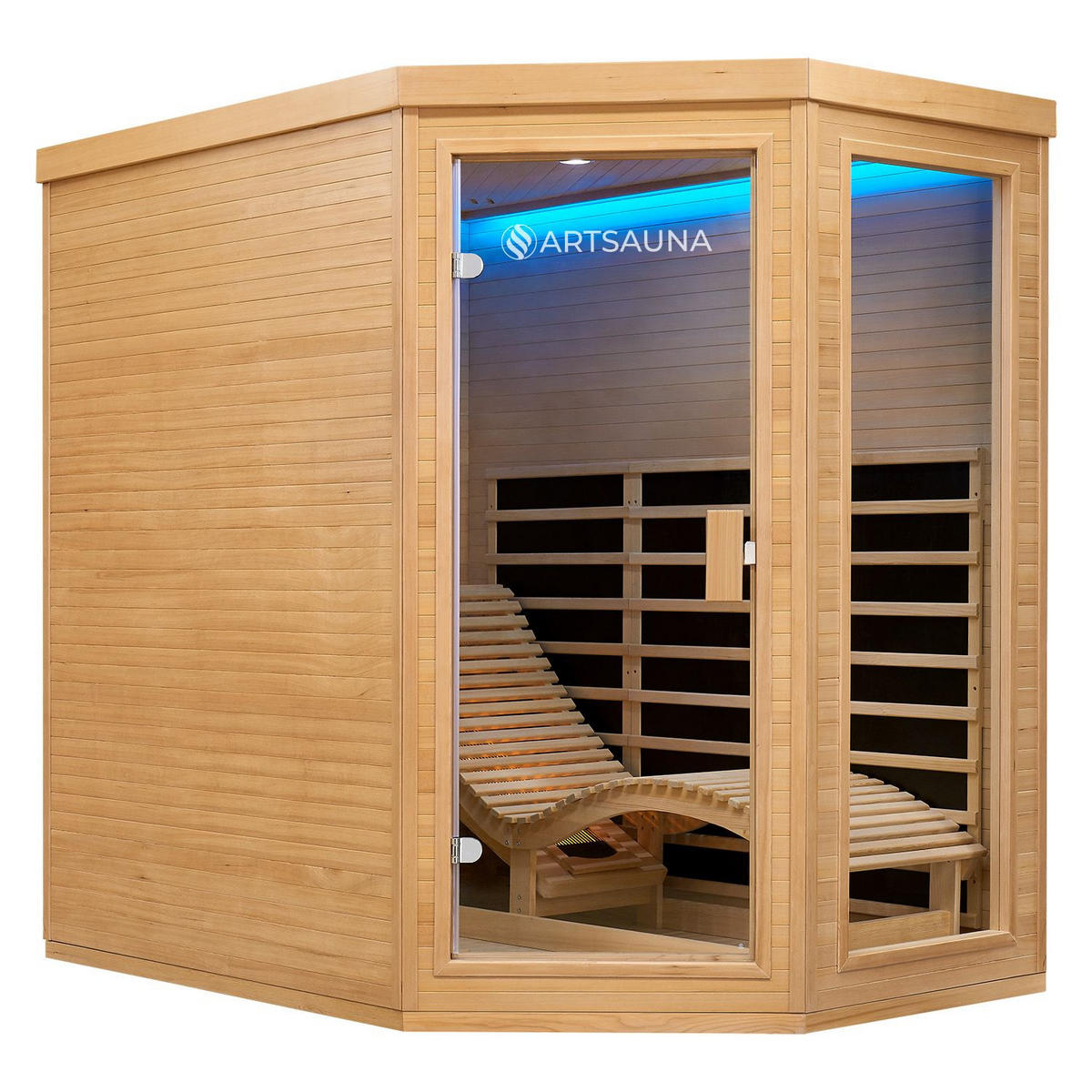 INFRAROTKABINE Esbjerg mit Triplex-Heizsystem & Hemlockholz - Naturfarben, Holz (130/190/190cm) - Artsauna