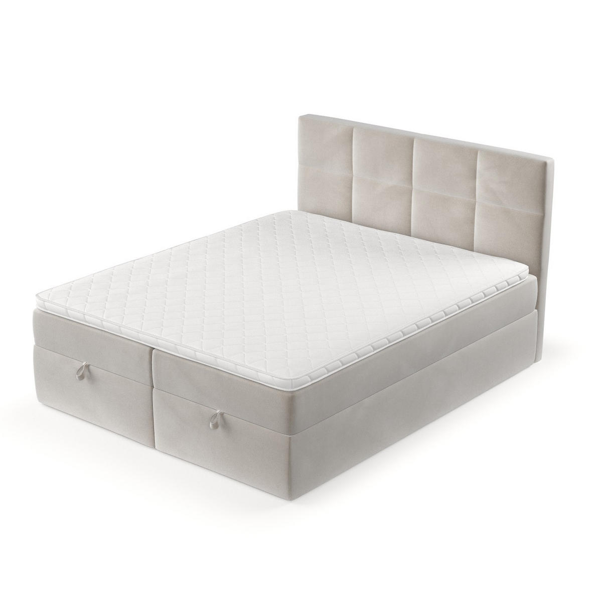 BOXBETT Velto 200/200 cm Hellbeige im Paros Stoff - Beige/Schwarz, Holz/Holzwerkstoff (200/200cm) - AltaBeds