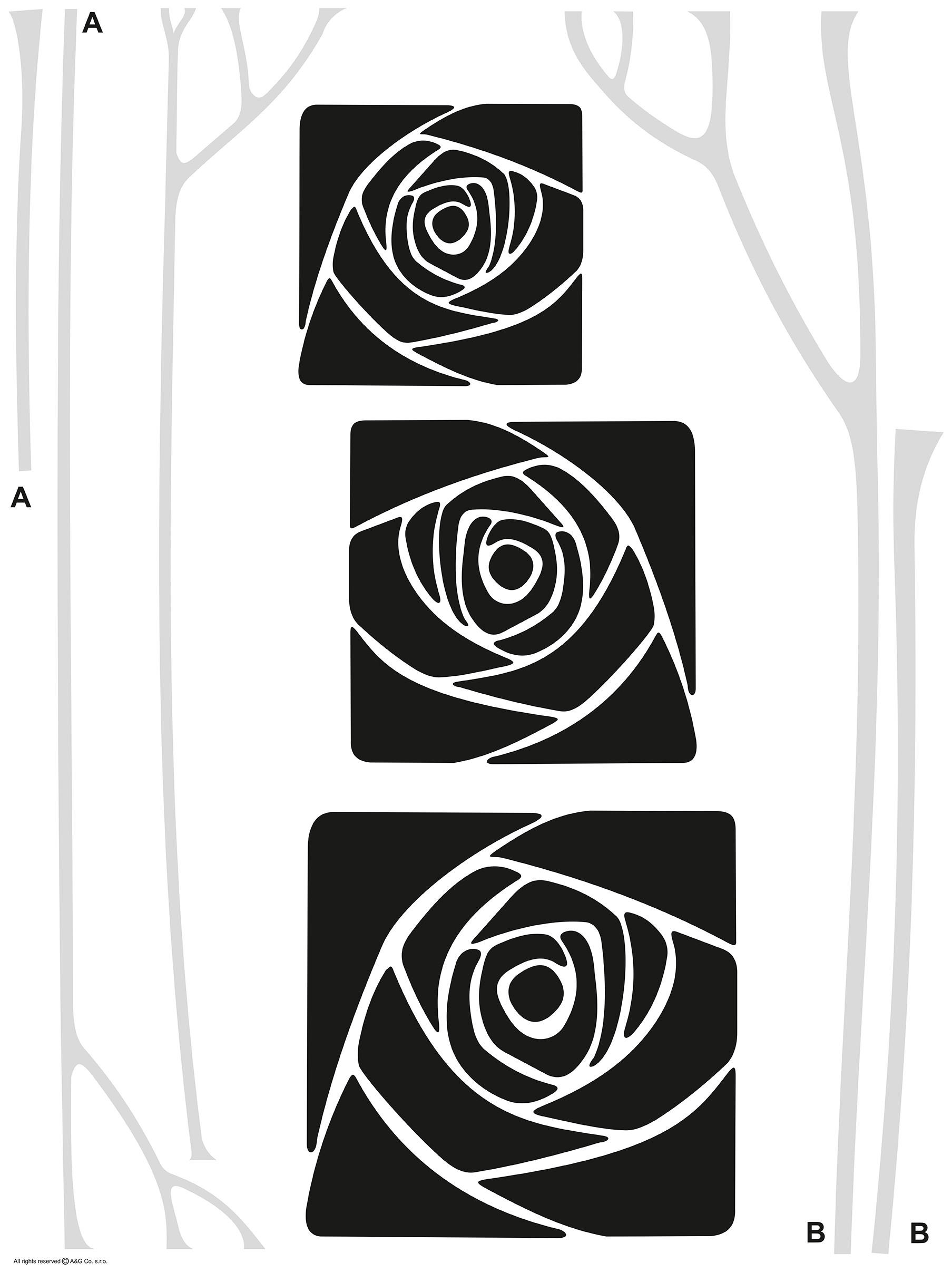 WANDTATTOO Blumen 85 x 65 cm - Schwarz, Papier (85/65/65cm) - Sanders & Sanders