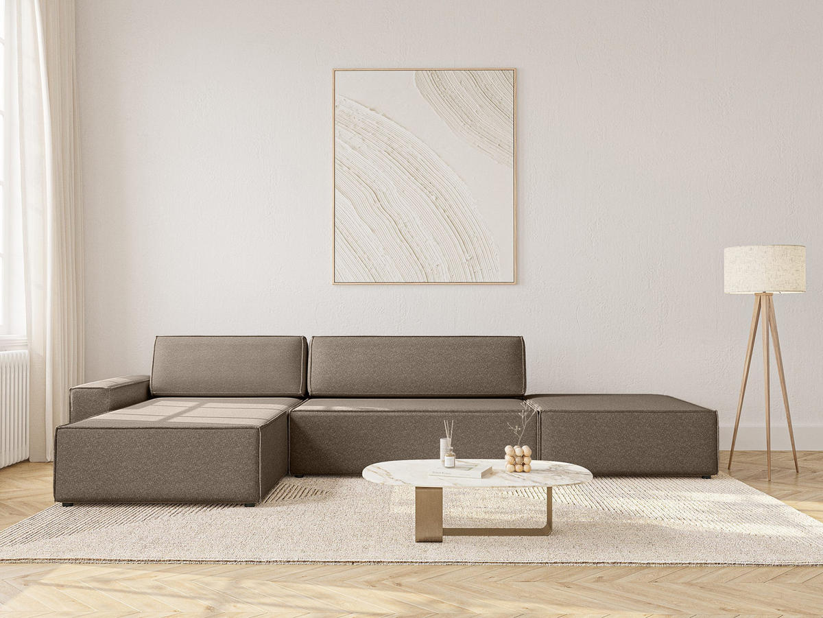 ECKSOFA Lummo La mit Schlaffunktion, Braun - Braun, Textil (363/185cm) - Fedve