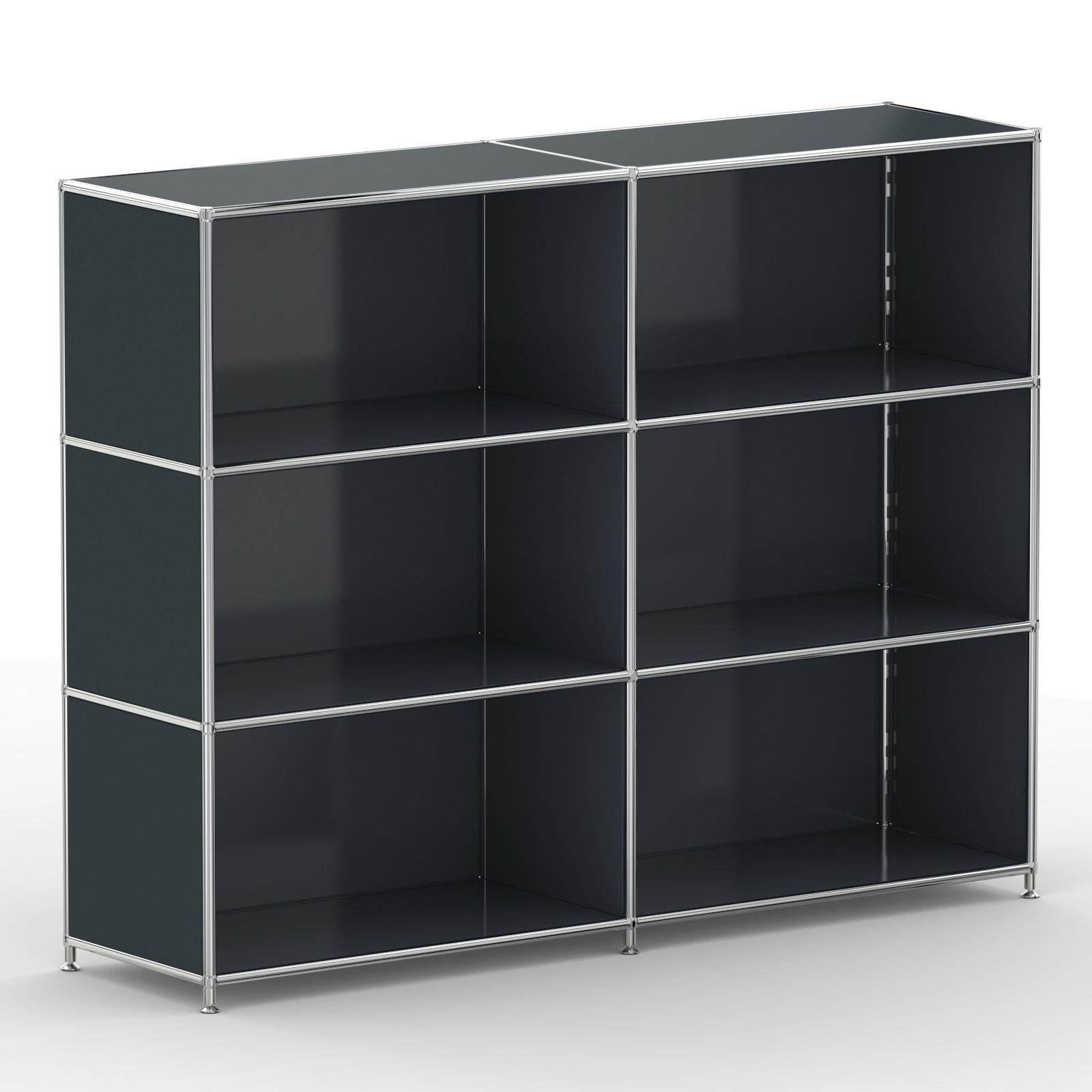 AKTENSCHRANK Büro, 6 offene Fächer, Breite 152 cm, Anthrazitgrau - Chromfarben/Grau, Metall (40/118/152.2cm) - Versee