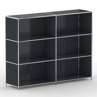 AKTENSCHRANK Büro, 6 offene Fächer, Breite 152 cm, Anthrazitgrau - Chromfarben/Grau, Metall (40/118/152.2cm) - Versee