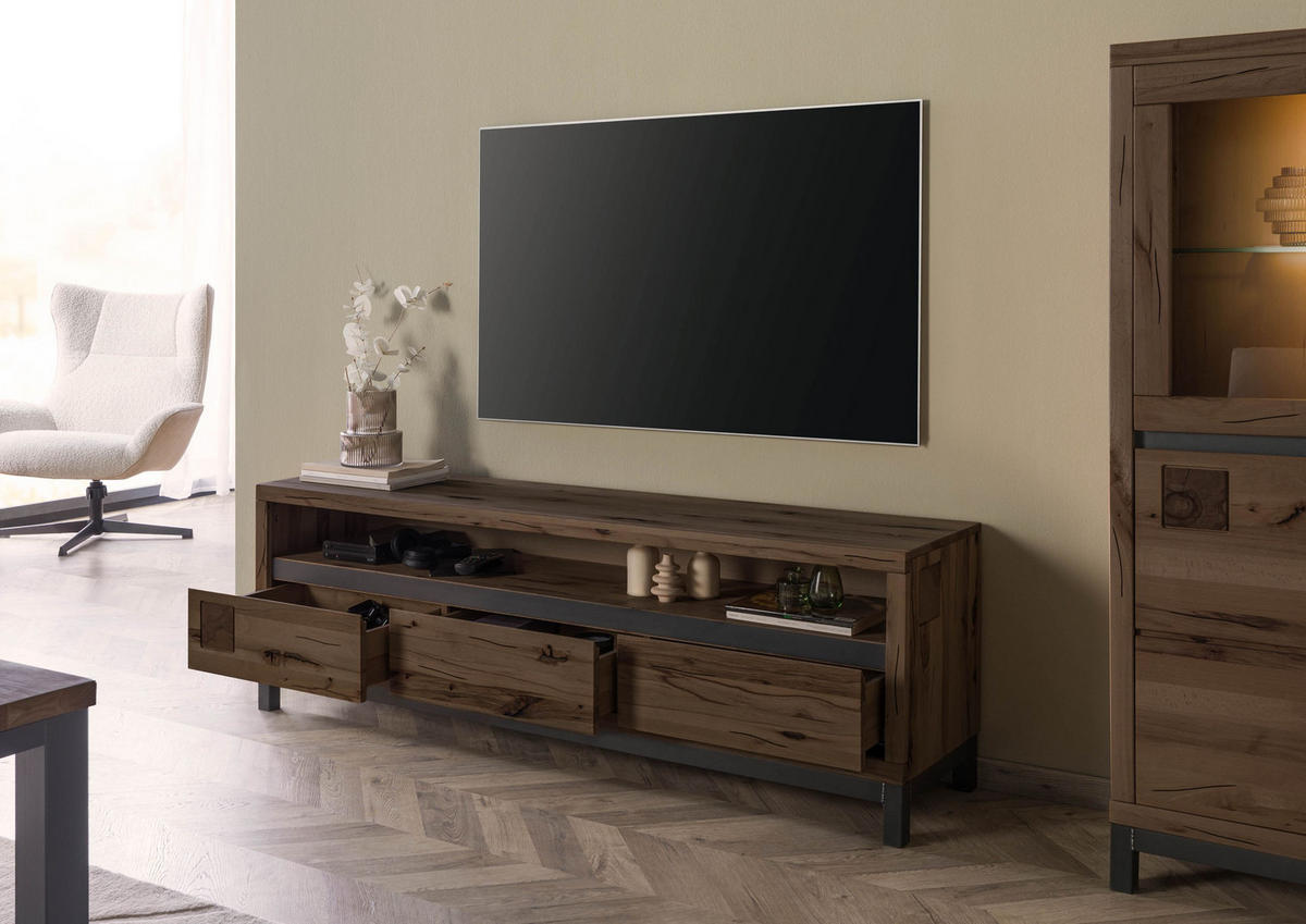 TV-BOARD Kernbuche 170x40x56 tabacco braun geölt VILLANDERS #214 - Braun, Holz (170/56/40cm) - Massivmoebel24