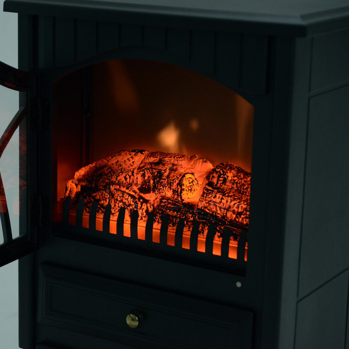 ELEKTROKAMIN, 600/1200W, Flammeneffekt, Schwarz - Schwarz, Metall (285/54/45cm) - HOMCOM