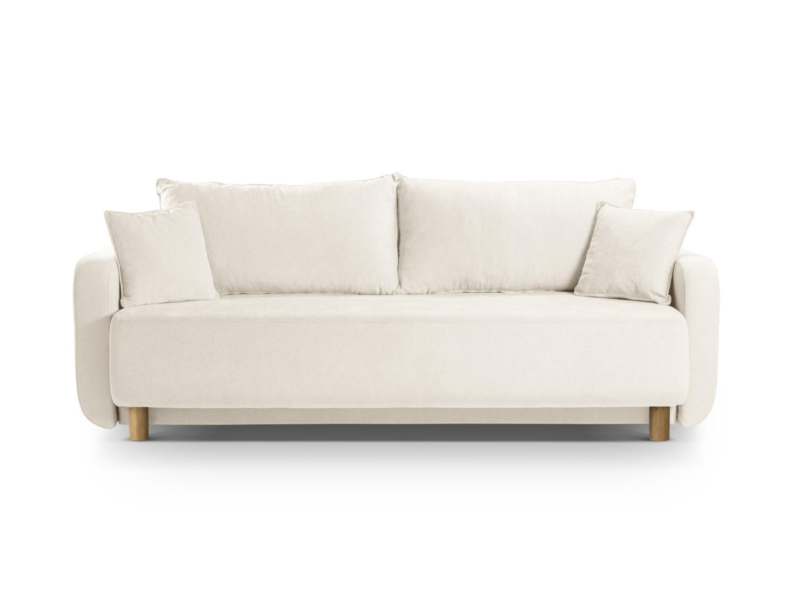 SOFA ausklappbar mit Bettkasten Elen aus strukturiertem Stoff elfenbein 3 Sitzplätze - Creme, Textil (231/86/106cm) - Micadoni