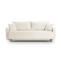 SOFA ausklappbar mit Bettkasten Elen aus strukturiertem Stoff elfenbein 3 Sitzplätze - Creme, Textil (231/86/106cm) - Micadoni