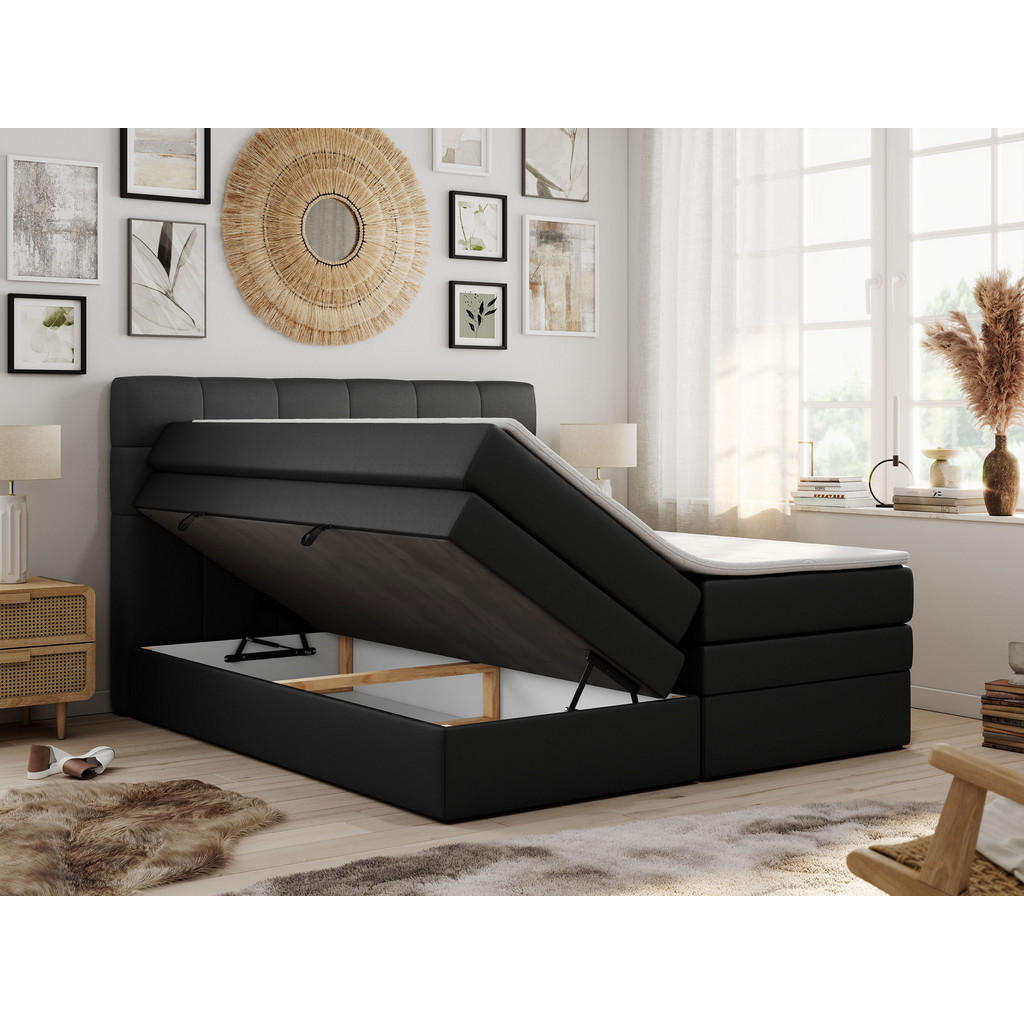Thumbnail - MKS Boxspringbett, Schwarz, Textil, 2-Sitzer, H4, Rechteckig, 120x200 cm, Schlafzimmer, Betten, Boxspringbetten