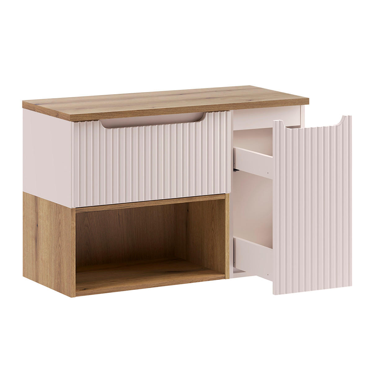 WASCHTISCHUNTERSCHRANK 90.4cm Riva 2er-Set Kaschmir - Beige, Holzwerkstoff (90.4/60/40cm) - Petits-meubles