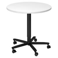 SÄULENHUBTISCH rund ST 80/80/74 cm in Weiß/schwarz - Schwarz/Weiß, Holzwerkstoff (80/80/74cm) - bümö