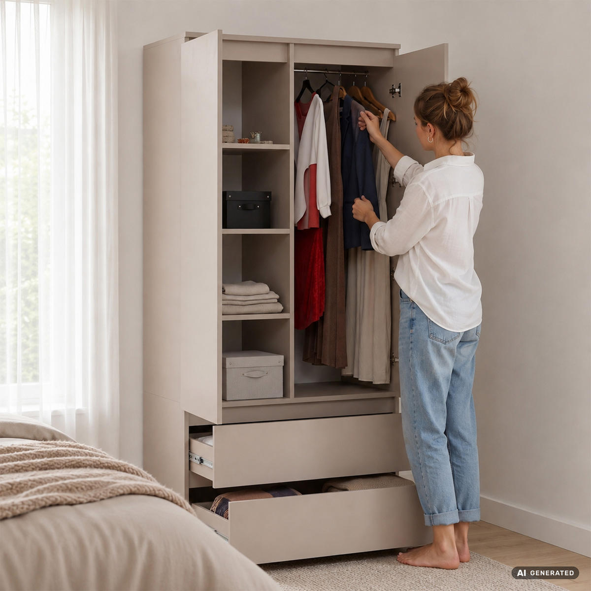 KLEIDERSCHRANK Kaschmir 180x51x90 cm - Kaschmir, Holzwerkstoff (90/180/51cm) - Akord