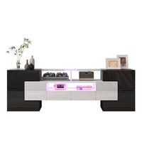 TV-SCHRANK 145/30/51 cm hochglänzend Weiß mit LED-Beleuchtung und Glasoberfläche - Weiß, Holzwerkstoff (145/51/30cm) - OKWISH