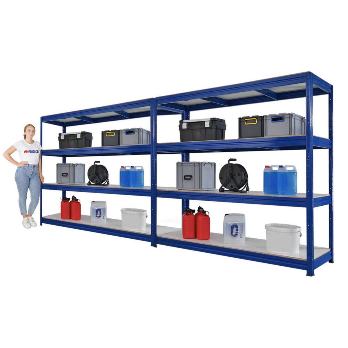 SCHWERLASTREGAL Dino 2er-Set 180x200x60cm Melamin-Ebenen Blau - Blau, Metall (400/180/60cm) - PROREGAL